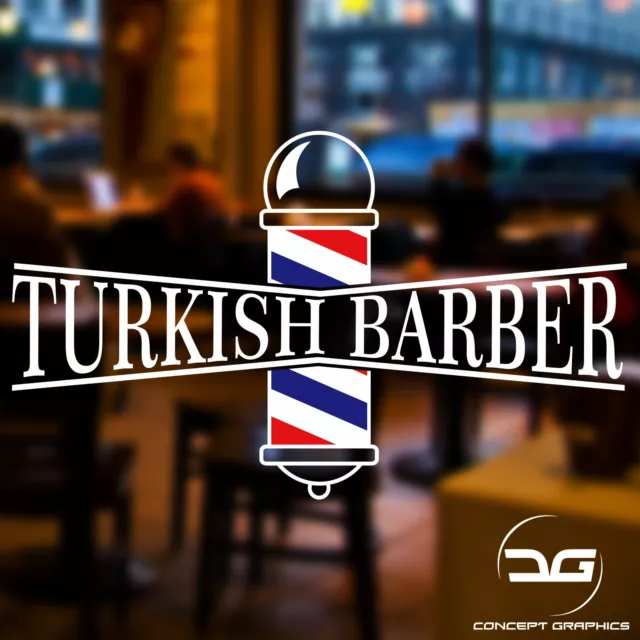 Turkish Barber Shop Pole Hair Salon Shop Window Wall Vinyl Decal Sticker Sign