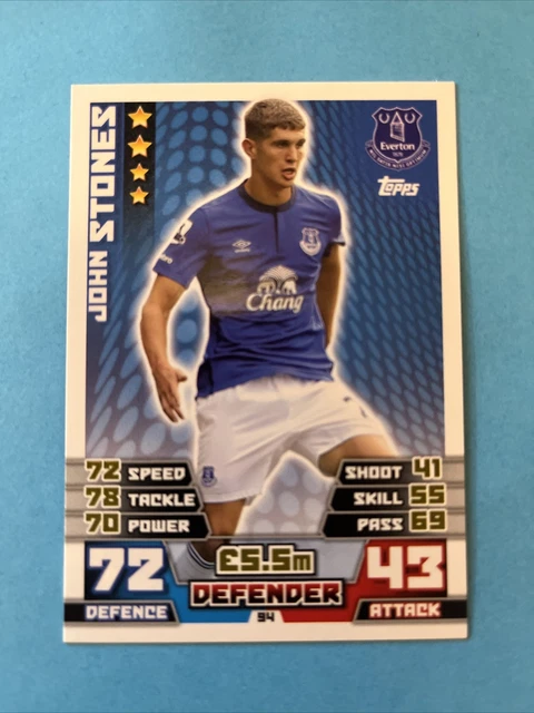 John Stones Everton FC Match Attax 2014/15 Football Card