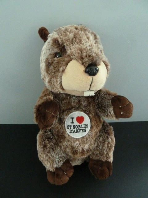 N4. DOUDOU PELUCHE PACO ST SORLIN D'ARVES MARMOTTE MARRON COEUR ROUGE 32c TTBE