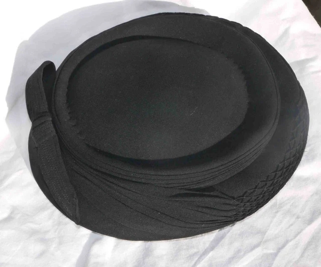 Chapeau Noir En Feutrine Pour Femme - Modèle Ancien Souple, Taille Unique