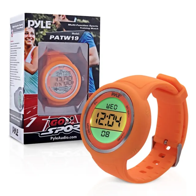Pyle Sport Multi-Function Training Watch Pedometer Stopwatch Timer - Orange