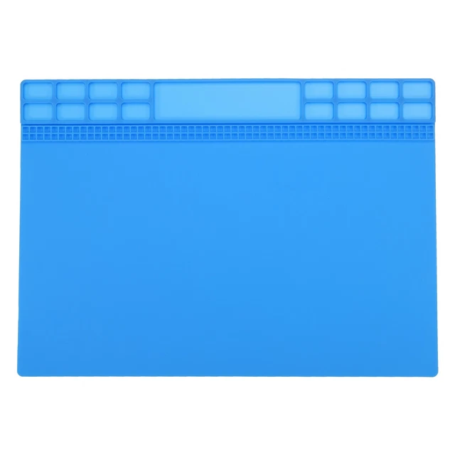 2pcs Silicone Soldering Mat Heat Insulation 932°F 13.5" x 9.6" Work Mat Blue