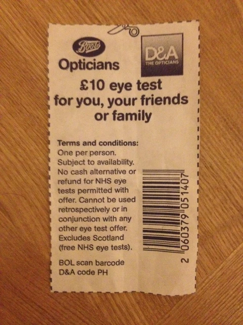 Boots glasses cheap voucher code