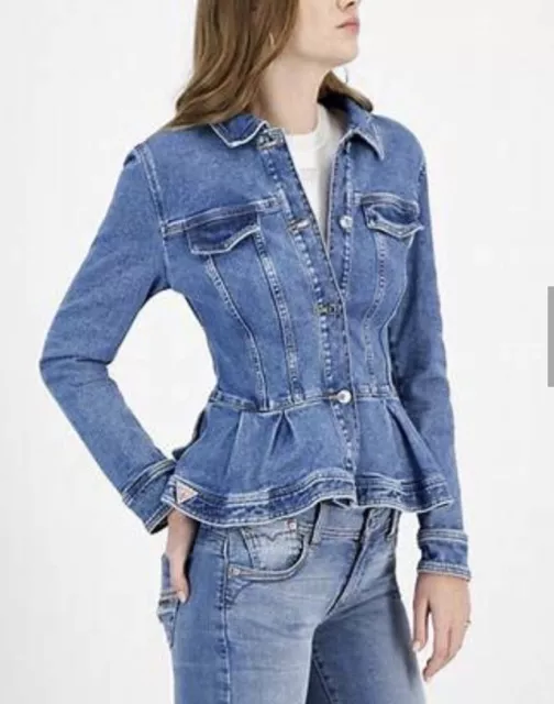 Guess denim peplum jacket sales