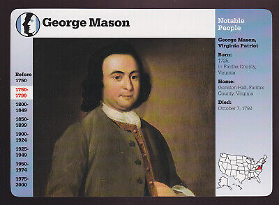 GEORGE MASON Virginia Patriot Portrait 1997 GROLIER STORY OF AMERICA CARD #74-18