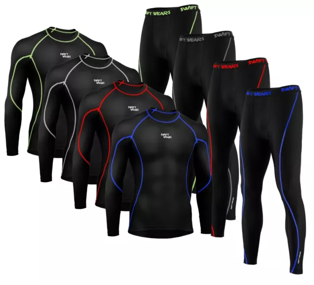 Mens Compression Armour Base layer Top Thermal Skin Fit Shirt + Leggings set UK