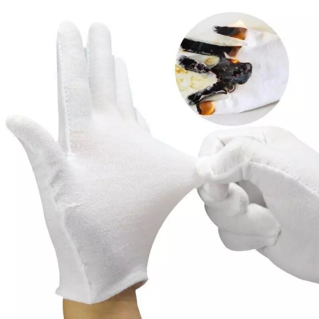 6 Pairs Handling Work Hands Protector Soft Costume Jewellery Cotton White Gloves 3