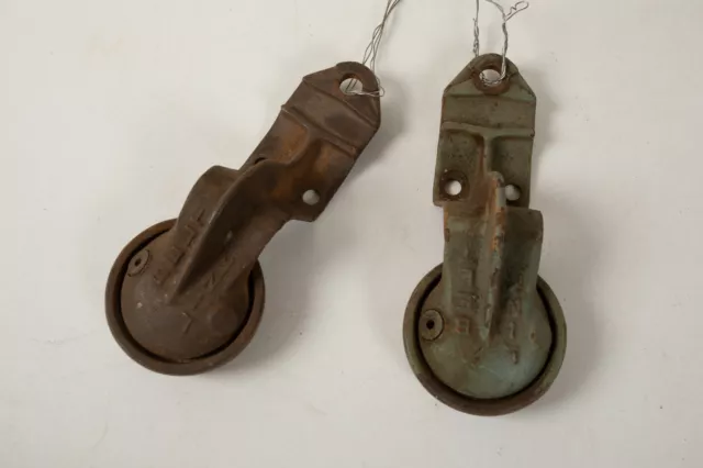 Pair Antique Cast Iron LINK BELT Door Hanger Rollers (N7L) Garage Barn Shed