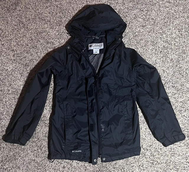 Columbia Titanium Womens Medium Omni Tech Rain Jacket Black Windbreaker Hooded