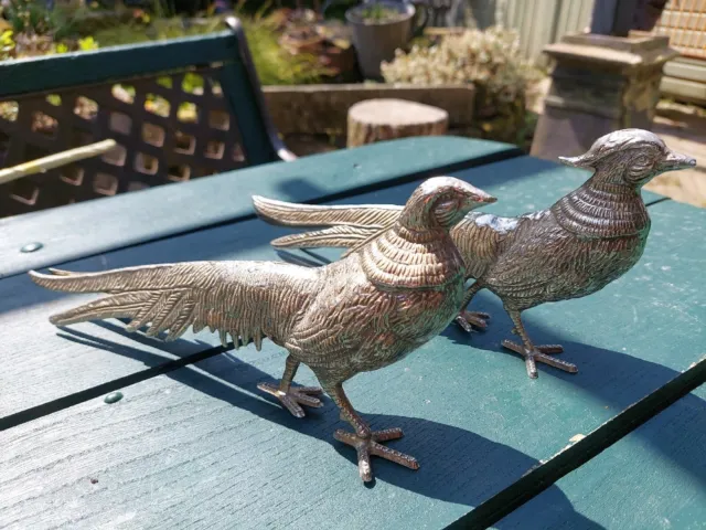Vintage Pair Of Silver Colour Metal  Pheasant Bird Menu Holders French