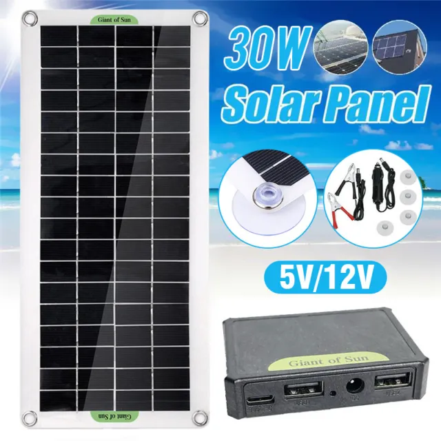 30W Kit de chargeur voyage pour voiture à panneau solaire polycristallin 5V/12V.