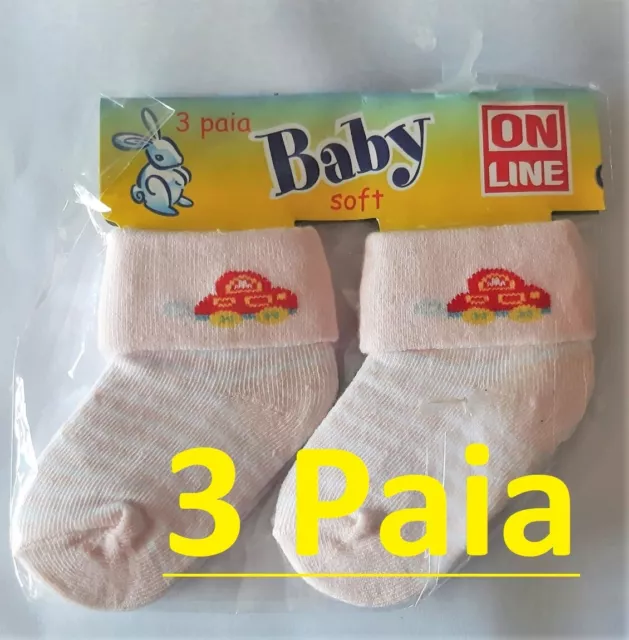 3 PAIA di Calzini per Neonati (Nuove) Rosa e bianche - Bebè, bimba