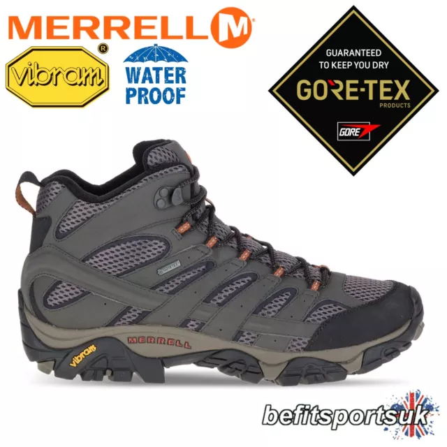 Merrell Mens Waterproof Boots Walking Gore-Tex Moab Mid Gtx Hiking Boot 10.5 11