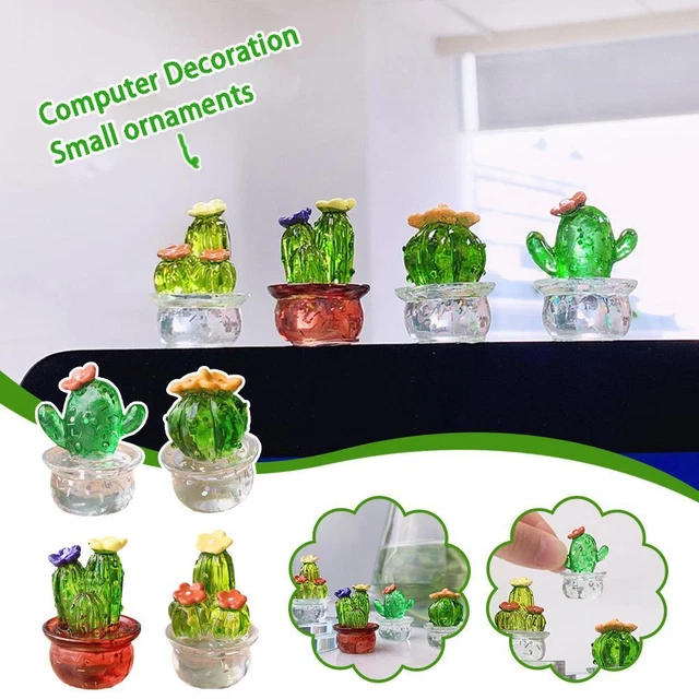 Glass Cactus Figurines Ornaments Mini Bonsai Decor E Mini Craft Desktop F1X2