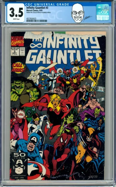 George Perez Pedigree Collection CGC 3.5 Infinity Gauntlet 3 Thanos Avengers Art
