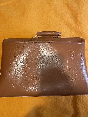 große alte Arzttasche Hebamme Tasche Leder Arztkoffer Reisetasche Vintage 2
