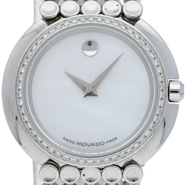 Orologio Museo Movado Lunetta Diamante M81.120.A1S.Ws Ss Uomo Quadrante Bianco Conchiglia Usato