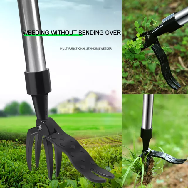 Manual Stand Up Weeder Puller Weed Claw Grass Root Remover Killer Garden Tool UK