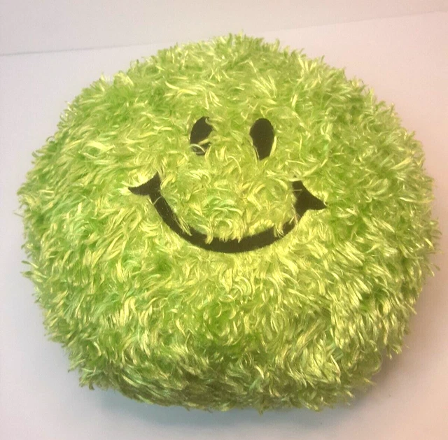 Pillow Smiley Face Round 14 in. Green Feel Good Soft Fun