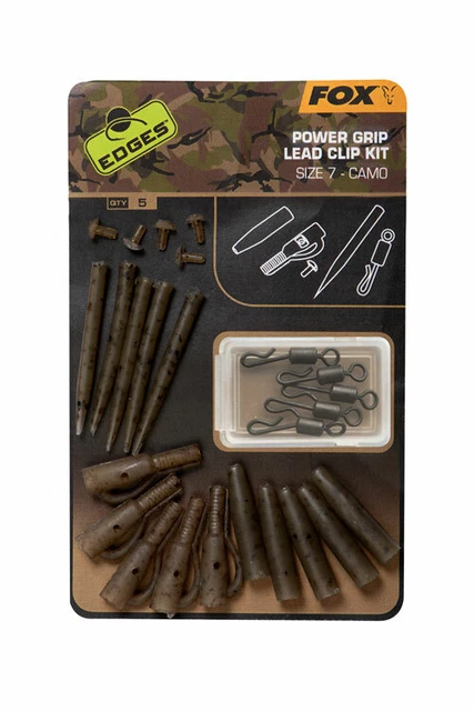 Fox NEW EDGES CAMO POWER GRIP LEAD CLIP KIT SIZE 7 - Carp Fishing