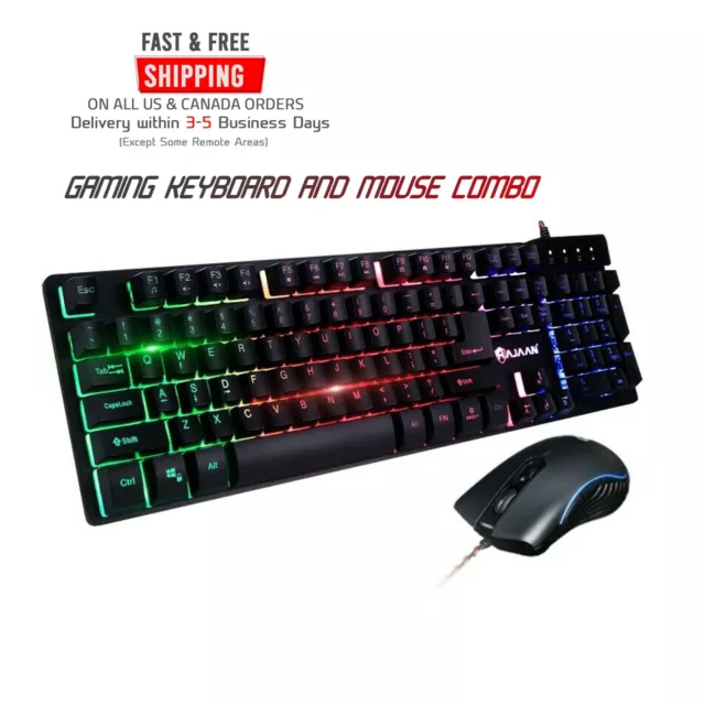 HAJAAN Rainbow Gaming Keyboard And Mouse Set Color Changing Backlight Mouse Mice