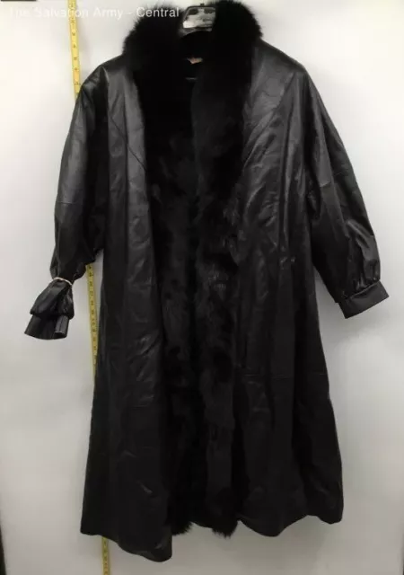WOMENS RUBY ED X House Of Fraser Faux Fur Black Trench Size UK 10