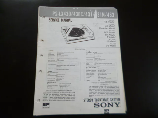 Original Service Manual Schaltplan Sony PS-LX430 430C 431 431N 433