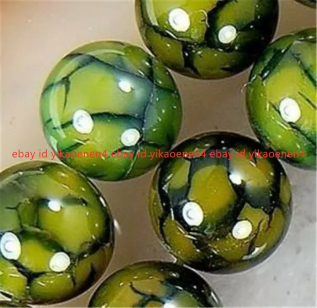 Natural 8mm Yellow Dragon Veins Agate Gemstone Round Loose Beads 15'' Strand