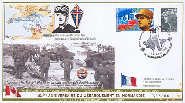 FDC "65 years D-DAY / DE GAULLE / Operation JUNO OVERLORD, Canada / WWII" 2009