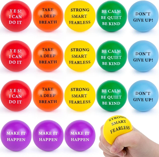 18 PIEZAS bolas inspiradoras para aliviar el estrés, bolas de estrés motivacional de color de 2 pulgadas