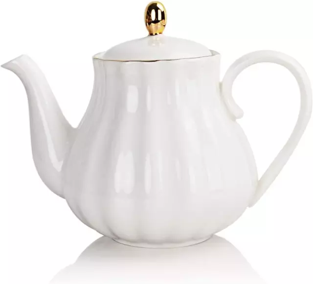 Royal Teapot, Ceramic Tea Pot with Removable Stainless Steel Infuser, Blooming &