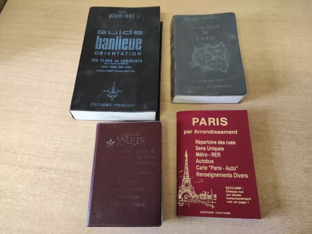 4 Anciens Plans Guides de la ville de Paris et sa banlieue