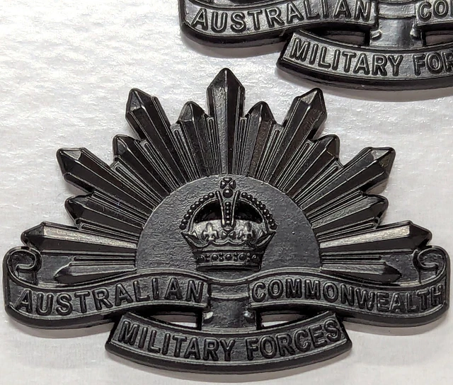 WW1 - WW2 Australian Army rising black sun collar badges replica AIF ...