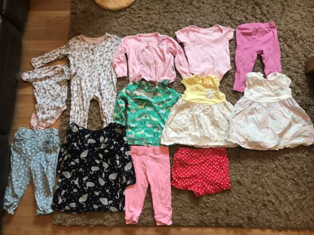 Joblot Bundle of 12 Items of Girls Kids Infants Clothing for Ages 9-12 Months