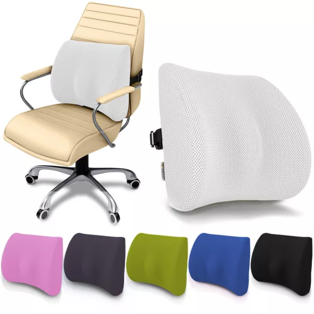 Office Chair Cushion Memory Foam Back Support Lumbar Car Pillow Pain Relief UK