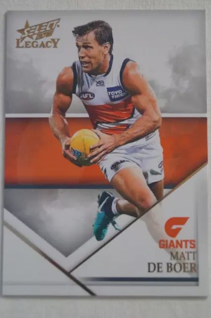 GWS Giants AFL-VFL Football Select Legacy In Action Trade Card Matt De Boer