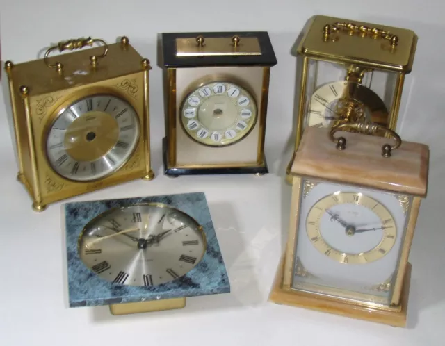 Three Vintage BATTERY  CLOCKS, 1 good 2 for REPAIR + 2 Cases - Metamec Junghans