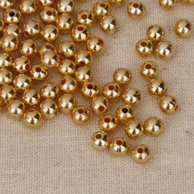 100 Pics Schmuck Runde Perle Perlen Samen Acryl Golden Lot Frauen lose 6mm