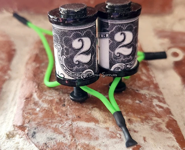 Máquina de tatuaje de 1,25" 8-32 bobinas cazador lavadoras billete de $2 cubiertas de dinero americano EE. UU.