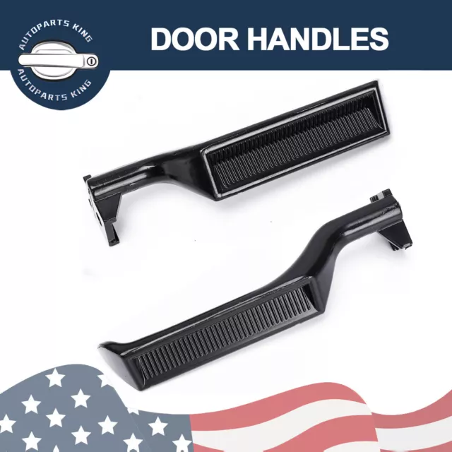 Black Metal Inside Door Handles Pair LH RH For 87-96 Ford F150 F250 F350 Truck