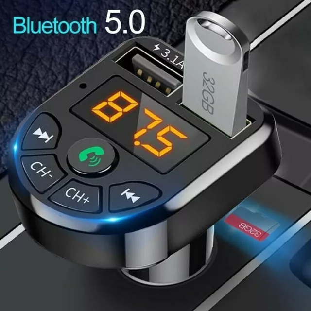 FM Transmitter Auto Bluetooth 5.0 Kfz Radio-Adapter Dual USB Ladegerät DHL