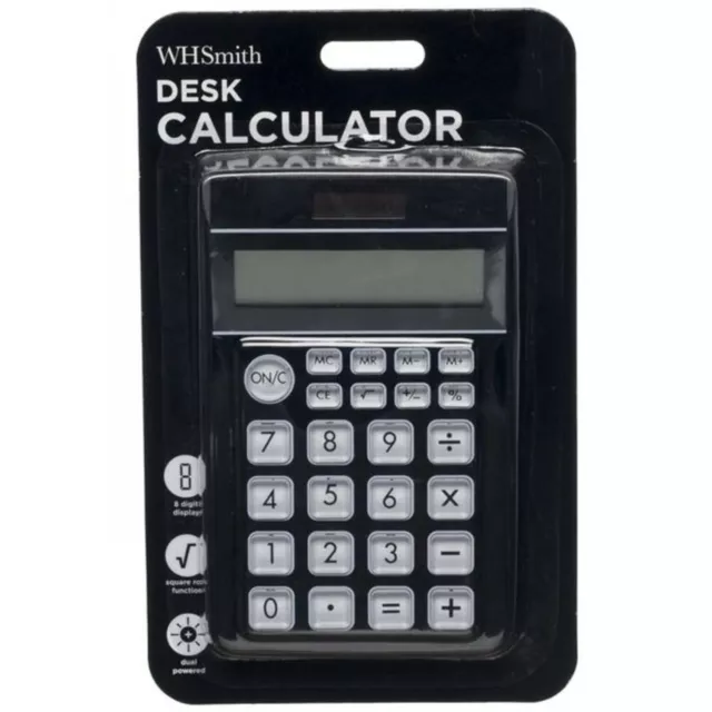 WHSmith Desktop Calculator With 8 Digit Display Dual Powered & Auto Power Off