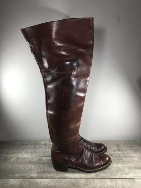 Motocross Men Rider VINTAGE WWII ERA Russet Leather Motorcycle Biker Riding Mens WW2 Boots ...