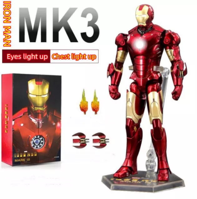 ZD TOYS Marvel Iron Man Mark 3 Mark III 7" Action Figure LED Ver. Collect Model