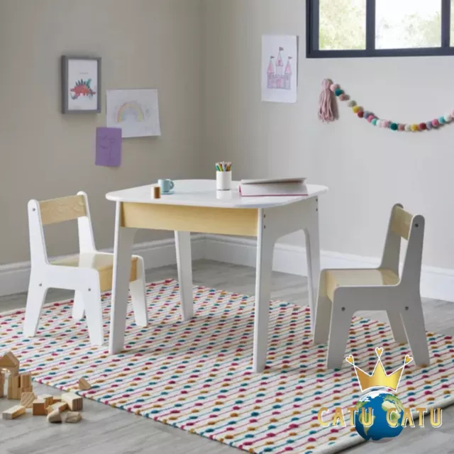 Kids Table And Chairs Set Activity Storage Wood Children Study Desk Toddler Play
