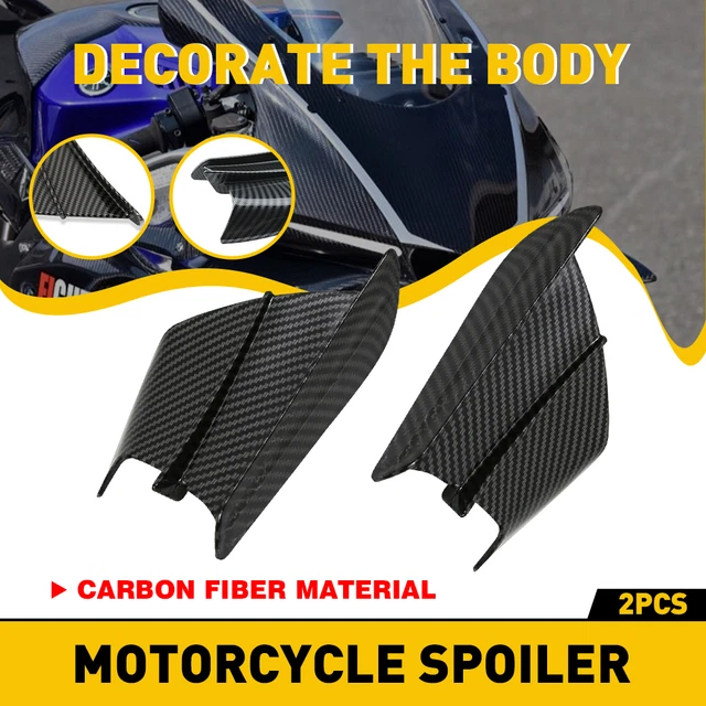 Carbon Fiber Universal Motorcycle Side Winglet Wing Spoiler Gloss Black Pair New