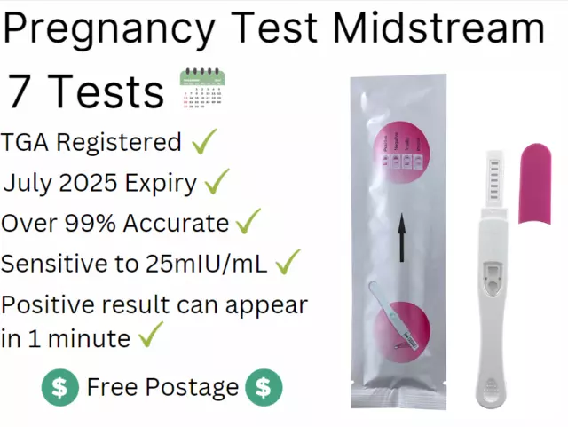 7 PACK Midstream Early Pregnancy Test Detection Over 99% Accurate TGA REGISTERED