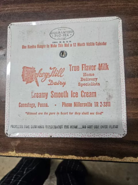 1959 Tukey Hill Dairy Conestoga, PA. Advertising Hanger Calendar Trivet Mat