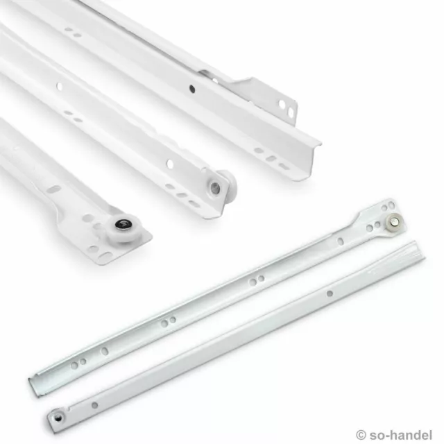 1 Paar Teilauszug RT1-30-B12,5-L350-NF 30KG 350 mm Rollenführung Schiene weiß