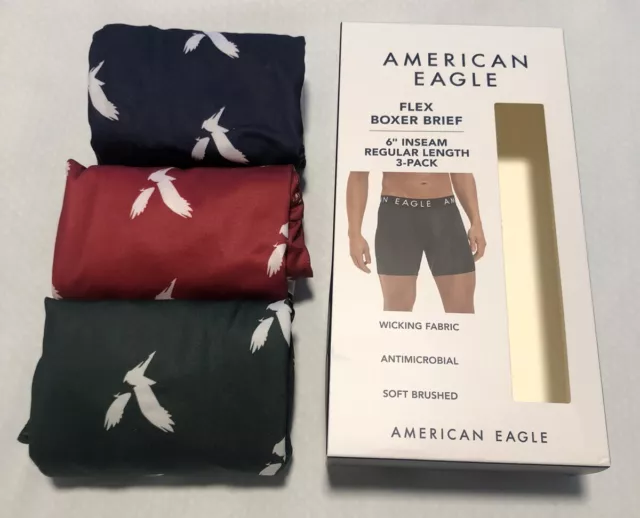 Small - 3-Pack AEO American Eagle 6 Flex Boxer Brief Trunks - Red